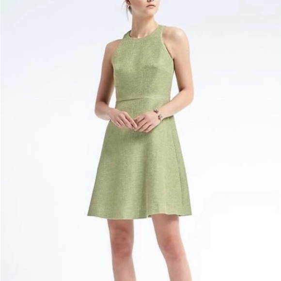 Banana Republic Green Woven Tweed like Dress Size 10 - Picture 1 of 10